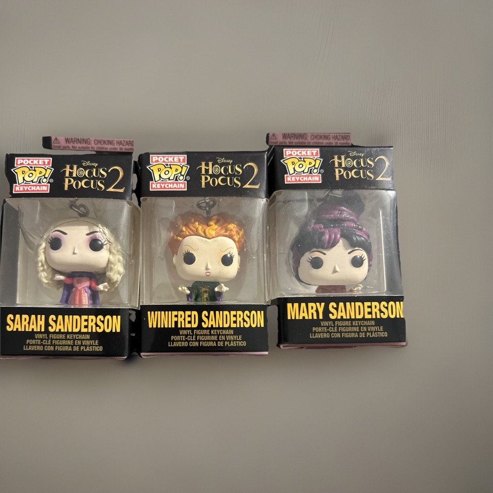 3 NIB HOCUS POCUS FUNKO POCKET POP! KEYCHAINS, WINIFRED, MARY, SARAH SANDERSON